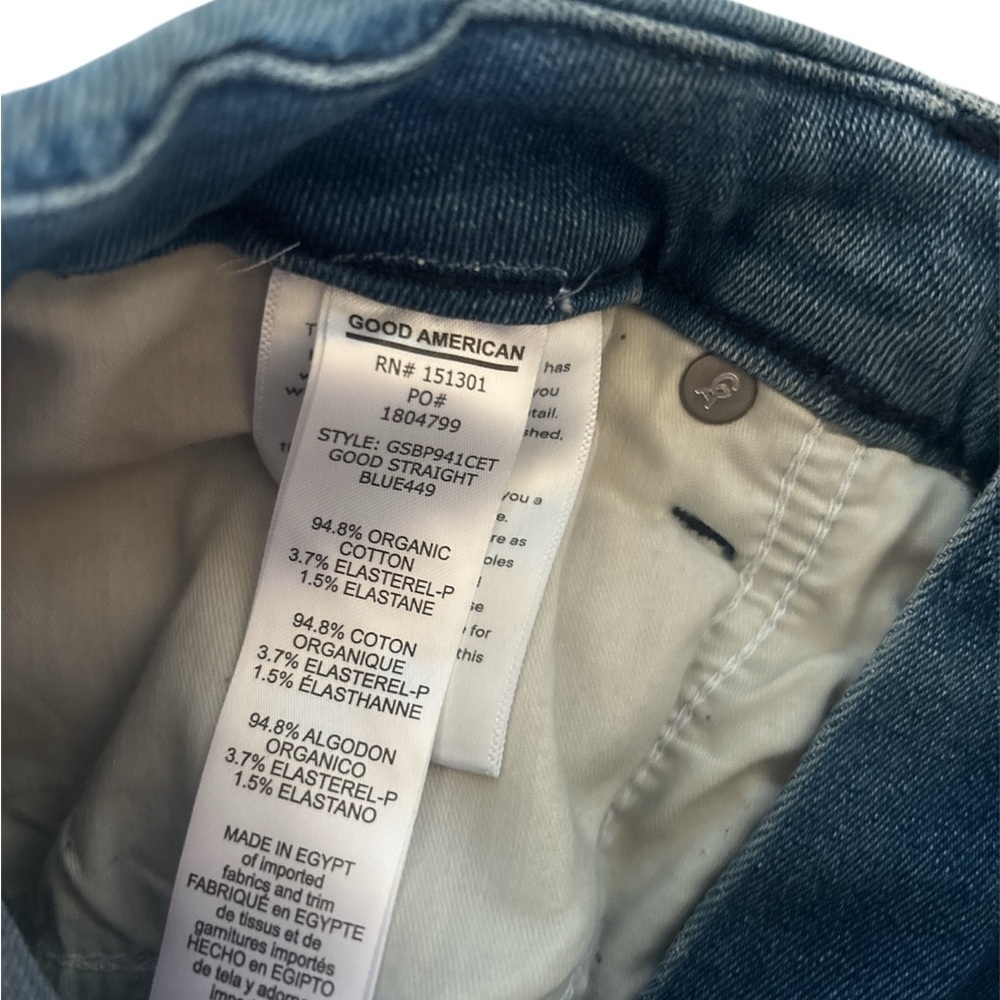 Good American Good Legs Straight Fit Mid Rise Raw Hem 27.5” Inseam Size 2/26 NWT - Picture 8 of 9